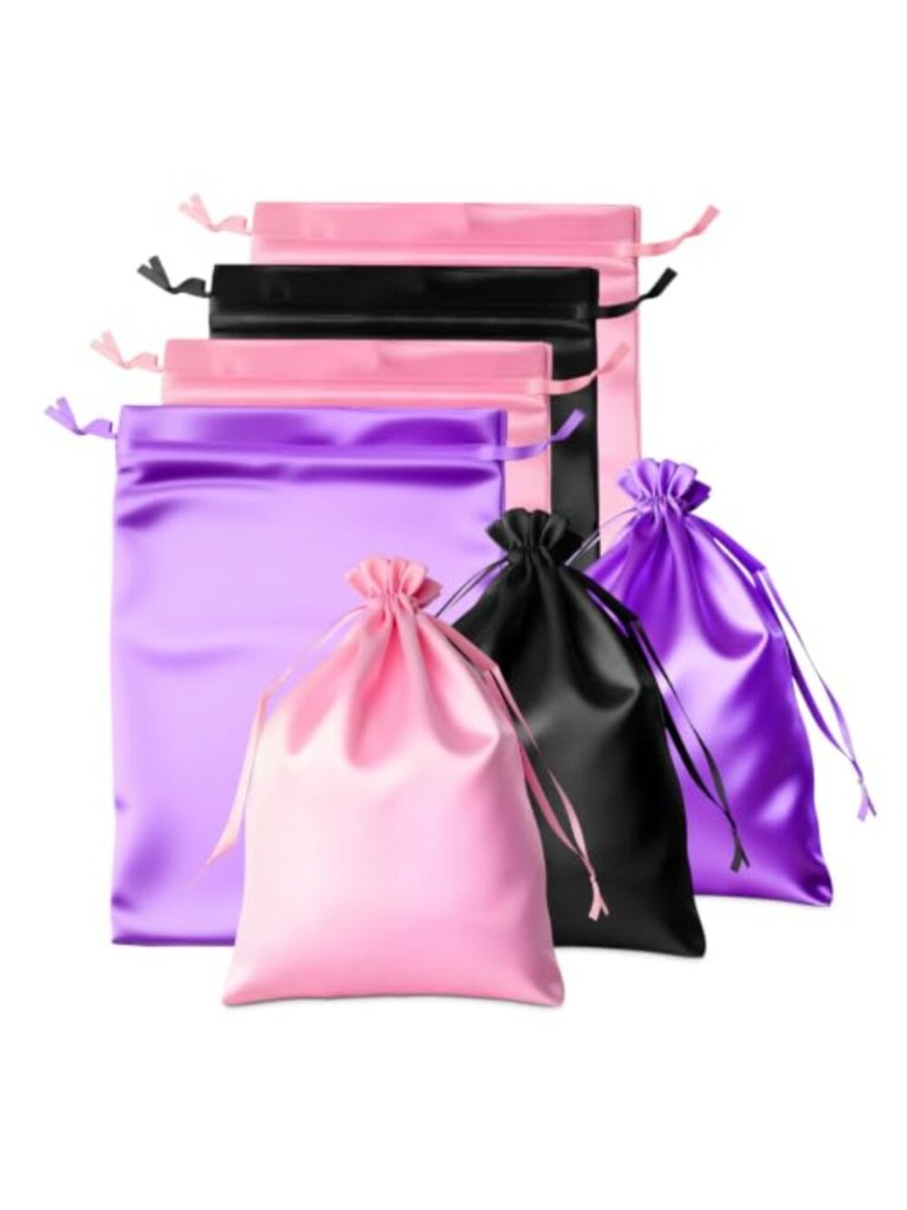 Satin Wig Storage Bags Drawstring Tassel Travel Gift Set